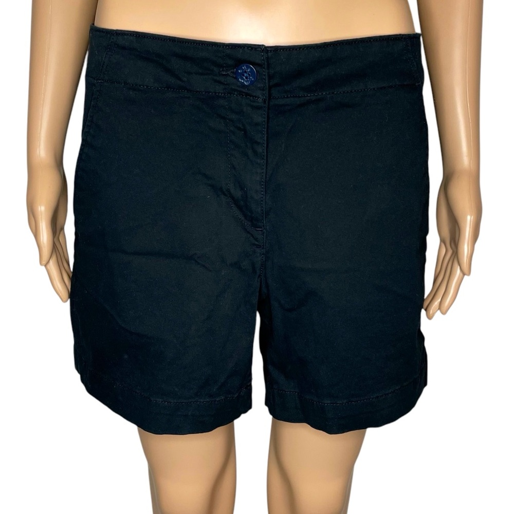 Nautica Solid Black Mid Rise Casual Cargo Bermuda Shorts w/ Pockets